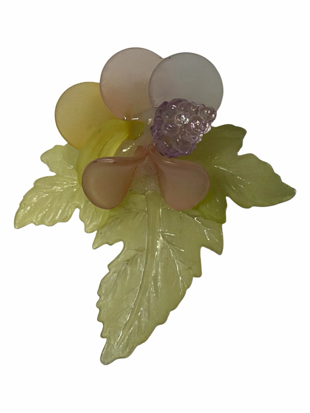 Vintage Mid-Century Sugar Coated Pastel lucite Fruit Salad Cluster Brooch Pin